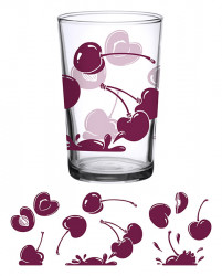 tumbler - Vintage Cherries Glass 7oz