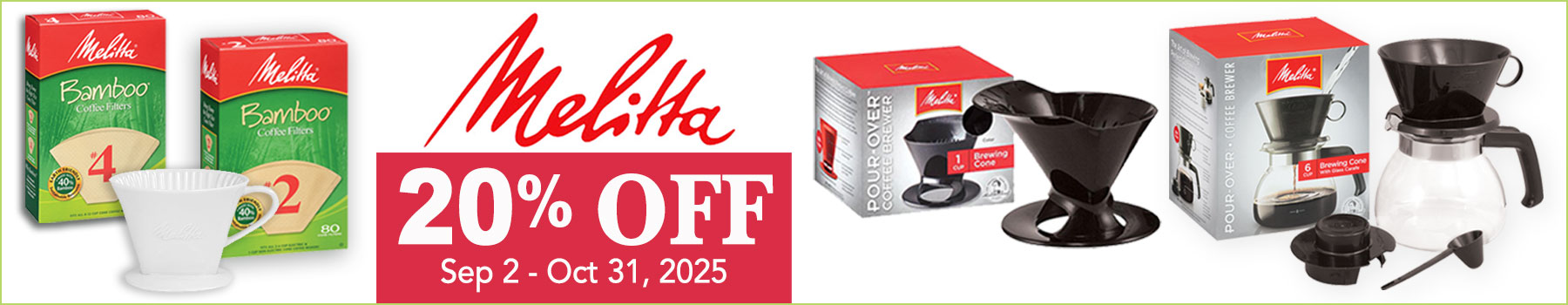Melitta Sale- 20% OFF ends Oct 31