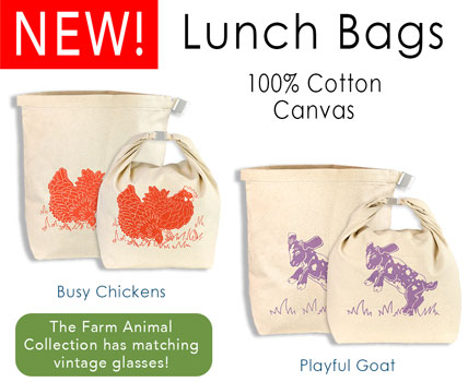 Canvas Lunch Bags - Farm Animals