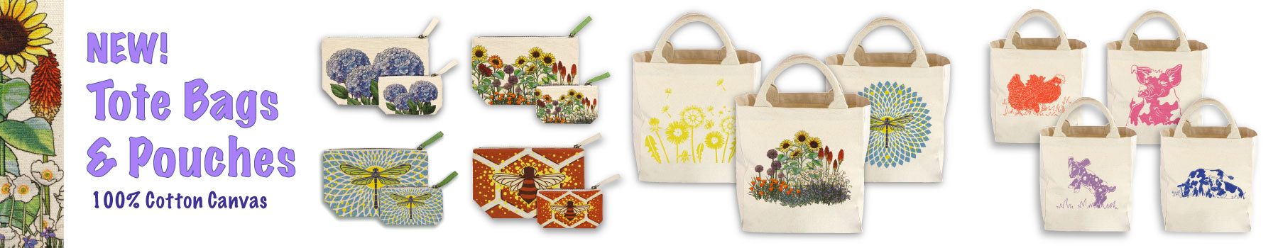 Canvas Tote Bags, Pouches & Lunch Bags