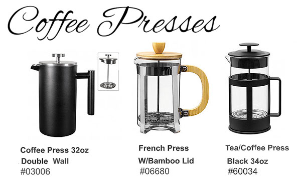 Wholesale Coffee Supplies- coffee press-mugs