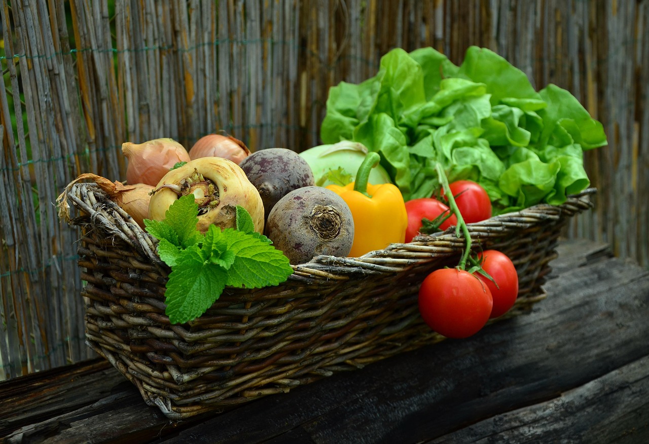 Basket with Organic Vegetablees