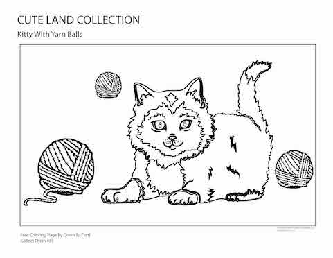Cute Land Kitty -Free Coloring Pages