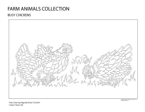 CHICKENS- FREE COLORING PAGE
