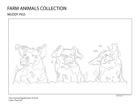 Free Download- coloring  page- muddy pigs