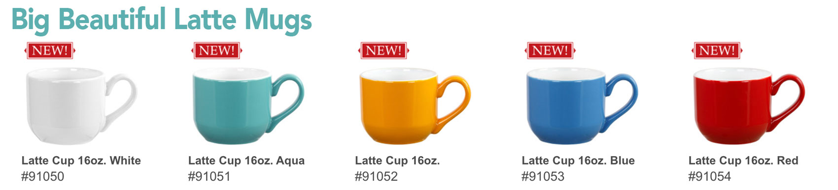 New! Big 16 OZ Latte Cups