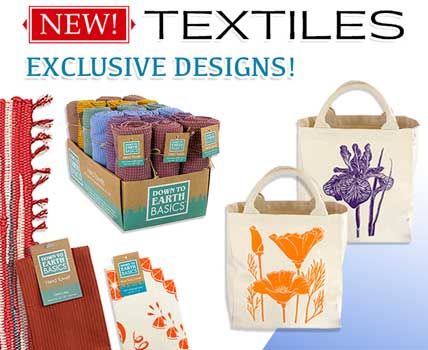 New Textiles -Unique Designs! Hand Towels, DishCloths, Totes with Botanical designs - Wholesale Supplies