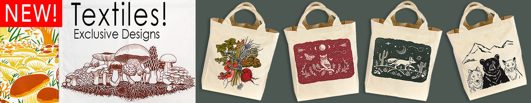 New Textiles! Wholesale tote Bags, Pouches and Kitchen Towels