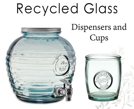 Recycled Glass Dispensers and Cupcs