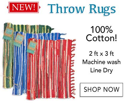 New 100% Cotton Throw Rugs - 3 colors