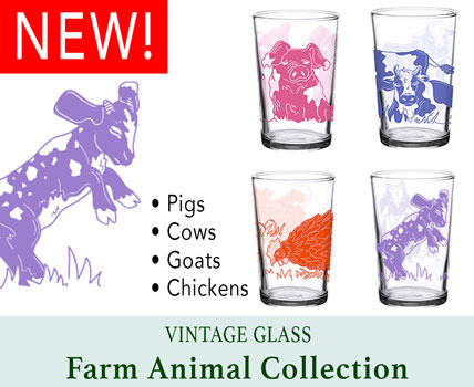 Vintage glasses- New! Farm Animals