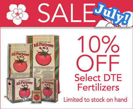 SALE! 10 percent off select fertilizers -limited to supplies on hand