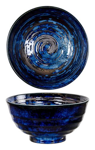 Bowl 6.75" Blue/black Swirl