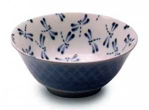 Bowl 6" Wht W/blue Drgnfly*dis