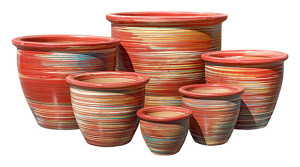 Stoneware Lines Red S/6