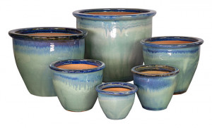Stoneware Blue/gn S/6