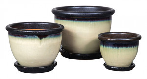 wholesale plant pots Stoneware Gia Cream S/3