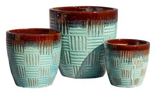 Crossfire-br/gn Set/3 - Plant Pots