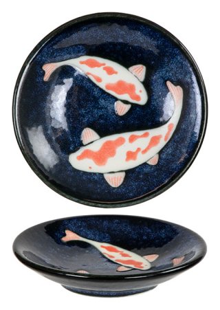 Sauce Dish 3.5" Blue W/koi*dis
