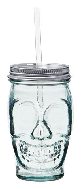 Skull Drink Jar W/straw 15oz