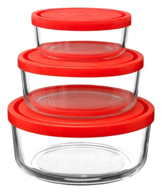 Bowl Set/3 W/red Lids