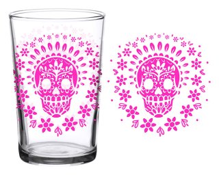 Vintage Skull Pink 7oz GLASS - GLASSWARE USA - WHOLESALE