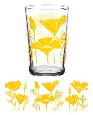 Vintage Yellow Poppy Glass 7oz