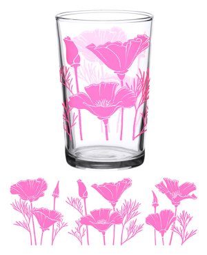 Vintage Pink Poppy Glass 7oz - Vintage Glass