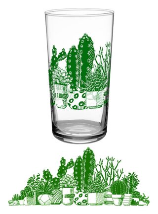 Vintage Succulent 16.50oz Glass - Highball Glass - Glass Cooler
