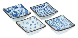 Dish Asst Set/4 3.25"blue&whit