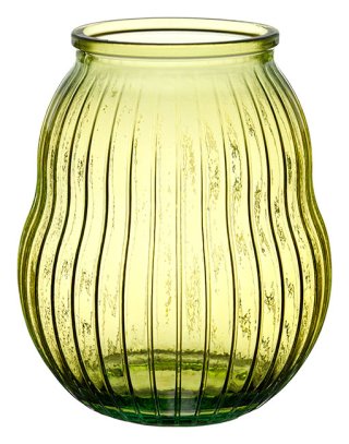 Hurricane Vase- Albania 23 Cm Citrin, Ribbed Glass Vase