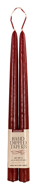 12" Burgundy Taper Candle- Wholesale Candles