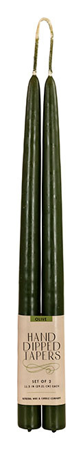  12" Olive Green Taper Candle- Wholesale Candles