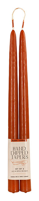 12" Burnt Orange Taper Candle- Wholesale Candles