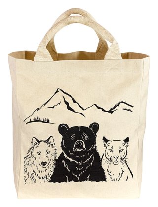 Canvas Tote Trio Medium  - Bear Wolf and Cougar