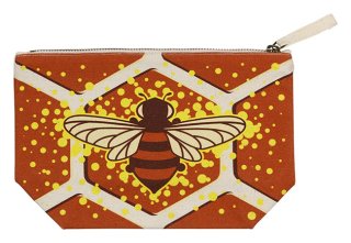 Canvas Pouch Bee Design Large- Wholesale Accessories