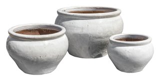 Riviera Medium Bowl White S/3 - Wholesale Stoneware Pots