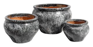 Riviera Medium Bowl Blk S/3 Stoneware Pots - wholesale Pots