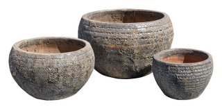 Riviera Onda Blk Coral S/3 Stoneware Pots