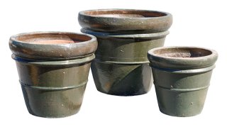 Riviera Roma Dark Green S/3 wholesale pottery - stoneware pots
