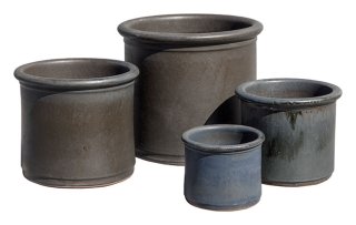 Cylinder Pot Black S/4 -wholesale pots -stoneware