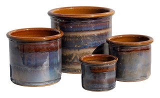 Cylinder Pot Brown S/4 - wholesale - plant pots - stoneware pots