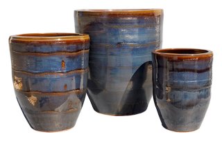 Tall Rev Rim Egg Pot Brown S/3 - wholesale plant pot