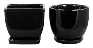 Ceramic Pots Asst 7" Black