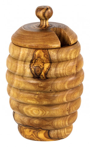 Olive Wood Honey Jar 3.5" Tall