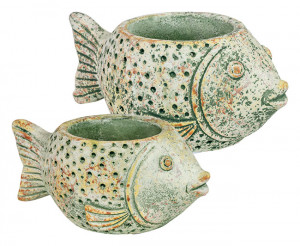 Cement Fish Pots S/2