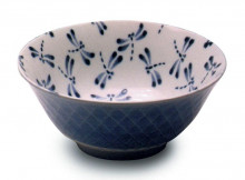 Bowl 6" Wht W/blue Drgnfly*dis