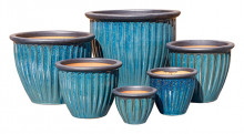 wholesale plant pots Stoneware Lily Black/blgn S/6 photo