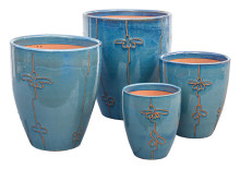 Egg Pot Floral Turquoise S/4
