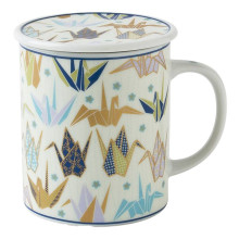 Mug W/lid Origami Cranes 8oz B